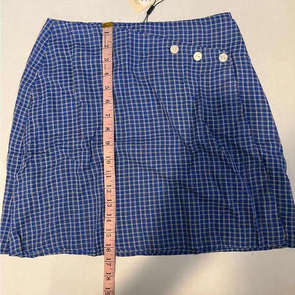 NWT The East Order Mahlia Plaid Wrap Mini Skirt in Cobalt | size S *SKIRT ONLY* - Picture 15 of 15
